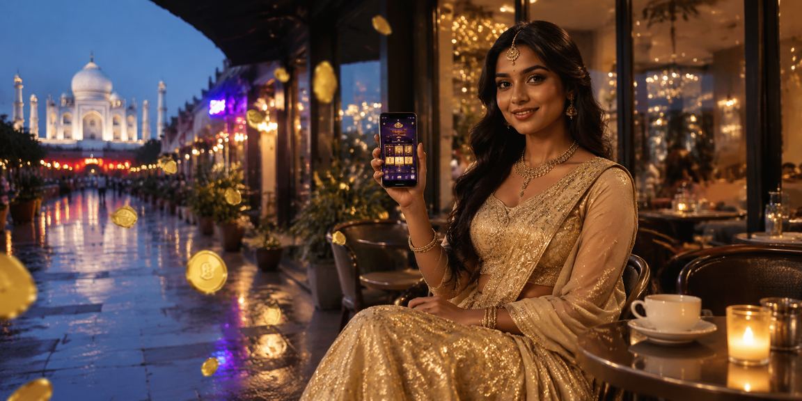 Young Indian woman enjoying mobile casino app