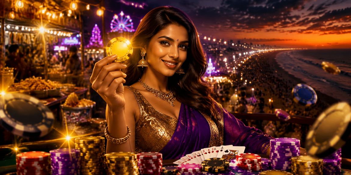 Indian poker game in lively night market
